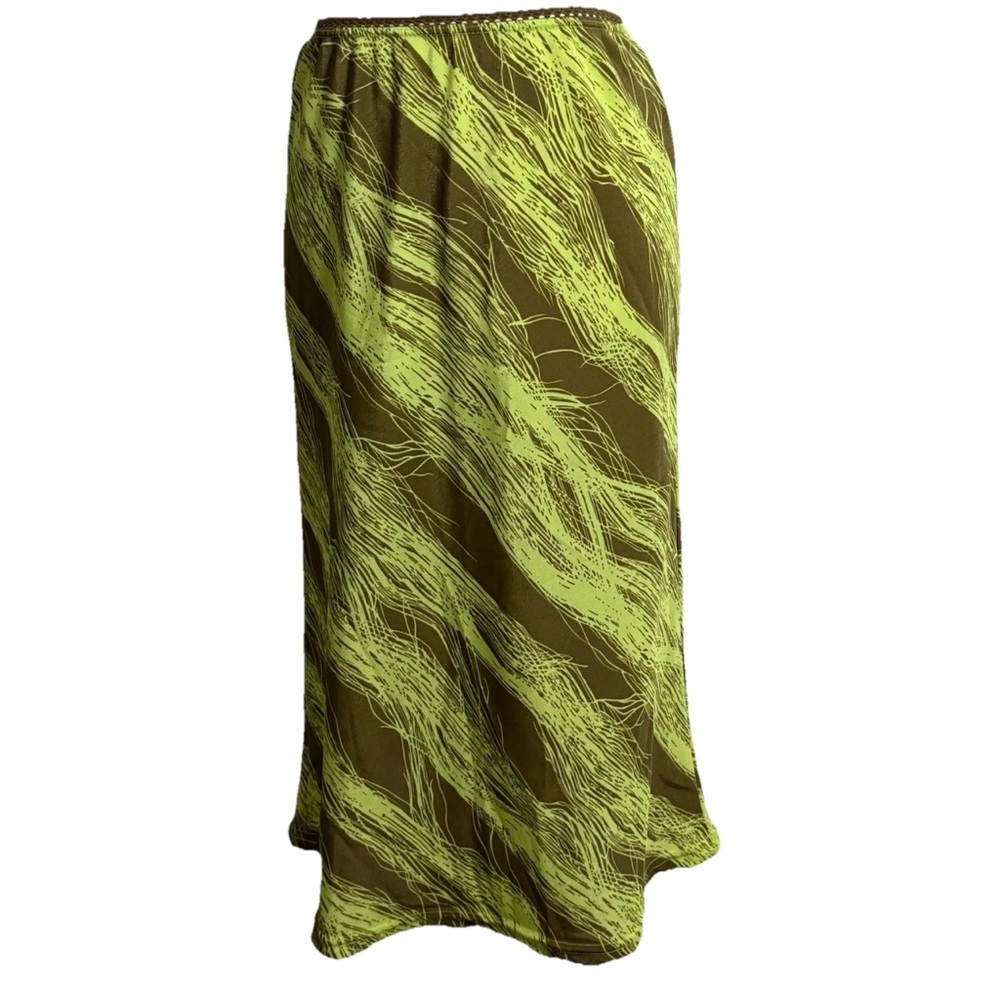 Wanted Vintage Bright Green And Brown Skirt Size Medium USA Made